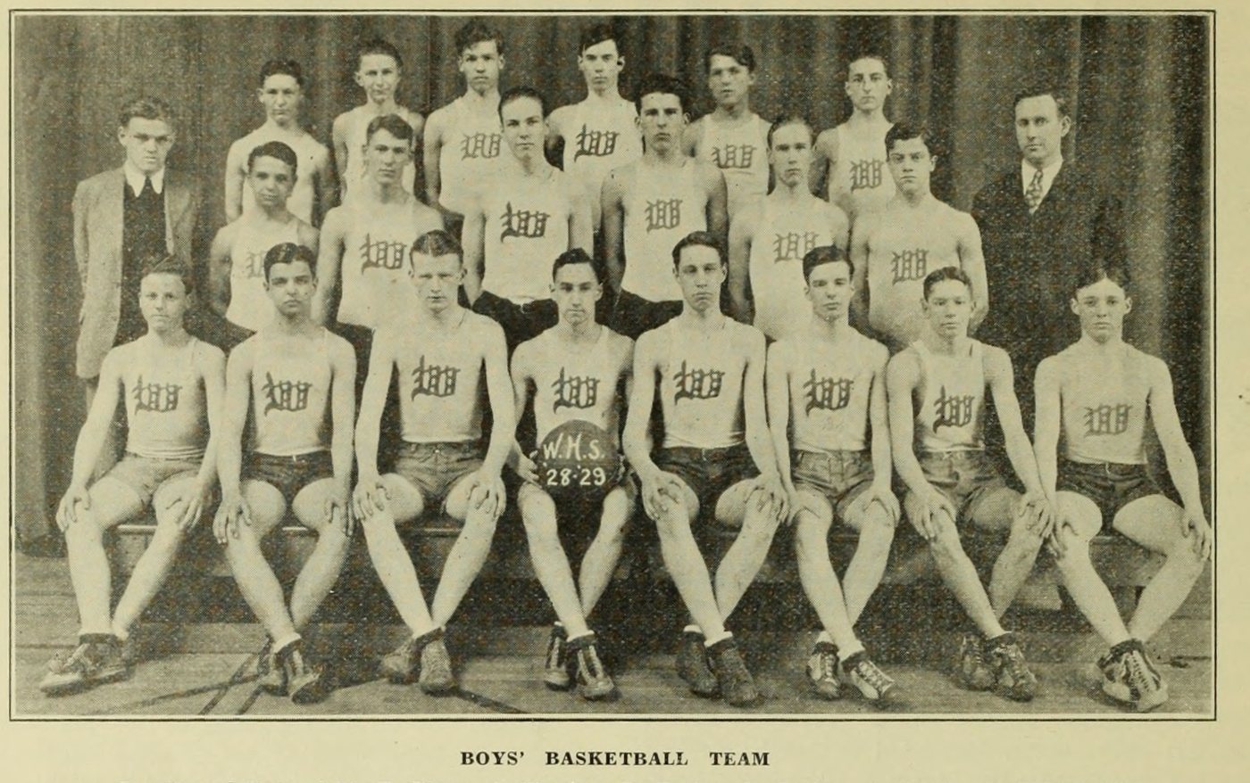 Boys Basketball Team, Wakefield High School, 1929